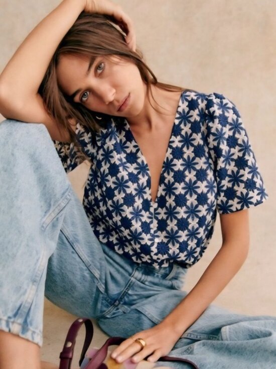 Sezane Tops - *NWT* [Sezane] Emma Embroidered Blouse, Size 38/6